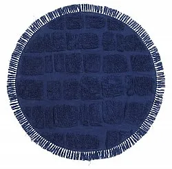 Round rug - Salem Natural Cotton Shaggy (dark blue)