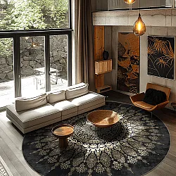 Round rug - Sandrigo (black/gold)