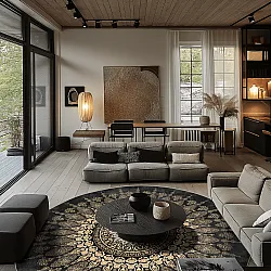Round rug - Sandrigo (black/gold)
