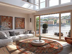 Round rug - Soussi (red/multi)