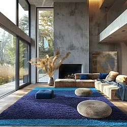 Shaggy rugs - Taro Natural Cotton Shaggy (blue)