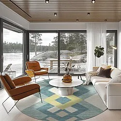 Round rug - Temara (blue/multi)