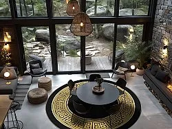Round rug - Tilos (black/gold)