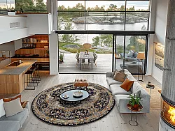 Round rug - Vakifli (black/multi)