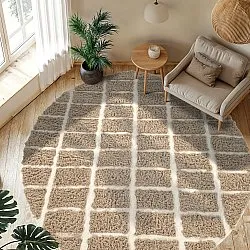 Round rug - Zola Natural Cotton Shaggy (beige)