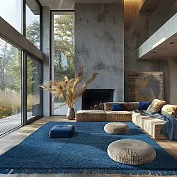 Shaggy rugs - Alba Natural Cotton Shaggy (blue)