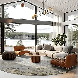 Round rug - Maude (grey/gold)
