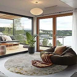 Round rug - Maude (grey/gold)