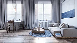 Round rug - Menfi (blue)