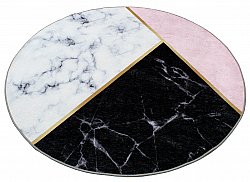 Round rug - Savino (black/white/pink)