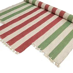 Irregular wool rug - Kystaro (cream/green/red)