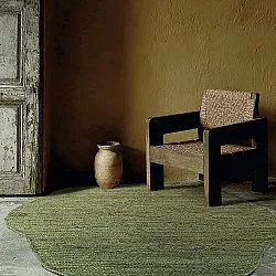Irregular round jute rug - San Francisco (army green)