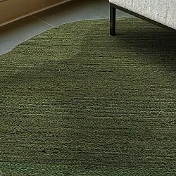 Irregular round jute rug - San Francisco (army green)