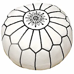 Pouf - Moroccan leather pouf (white/black)
