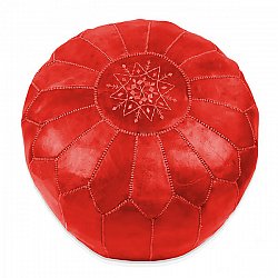 Pouf - Moroccan leather pouf (red)