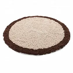 Round rug - Sagres Natural Cotton Shaggy (off-white/brown)