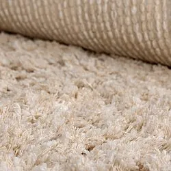 Round rug - Sagres Natural Cotton Shaggy (off-white/brown)