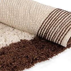 Round rug - Sagres Natural Cotton Shaggy (off-white/brown)