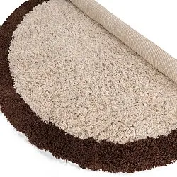 Round rug - Sagres Natural Cotton Shaggy (off-white/brown)