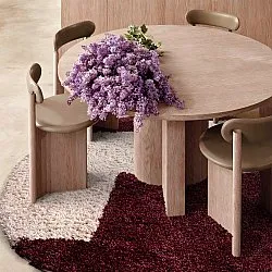Round rug - Begur Natural Cotton Shaggy (off-white/burgundy)