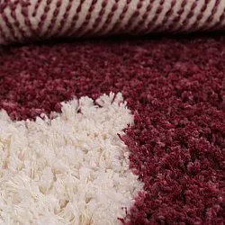 Round rug - Begur Natural Cotton Shaggy (off-white/burgundy)