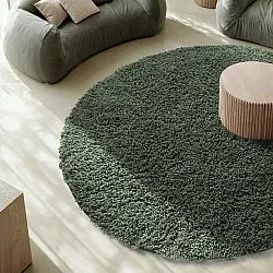 Round rug - Combarro Solid Cotton Shaggy (green)