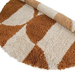 Round rug - Kalymnos Natural Cotton Shaggy (off-white/ochre)