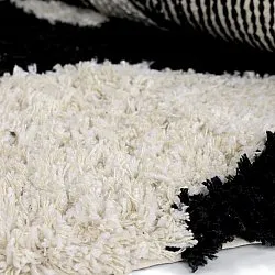 Round rug - Marvao Natural Cotton Shaggy (off-white/black)