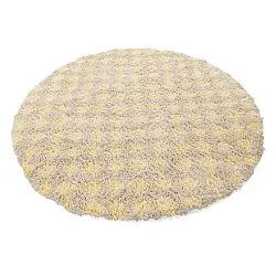Round rug - Methoni Check Cotton Shaggy (cream/light yellow)