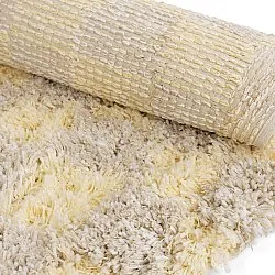 Round rug - Methoni Check Cotton Shaggy (cream/light yellow)