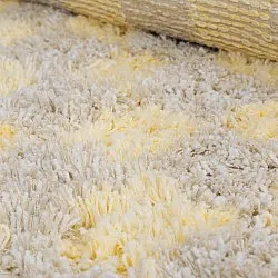 Round rug - Methoni Check Cotton Shaggy (cream/light yellow)