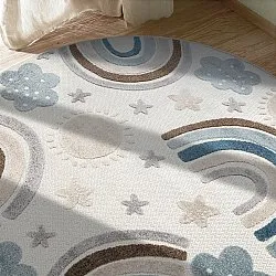 Round Children's Rug - Rainbow Potpourri (cream/multi)
