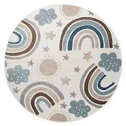 Round Children's Rug - Rainbow Potpourri (cream/multi)