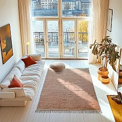 Shaggy rugs - Celina Natural Cotton Shaggy (pink/beige)