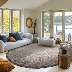 Round rug - Celina Natural Cotton Shaggy (beige/brown)