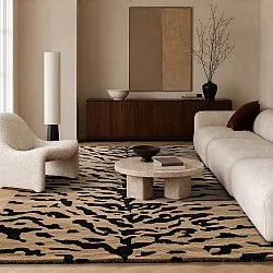 Shaggy rugs - Zebra Tufted Wool Premium (beige/black)