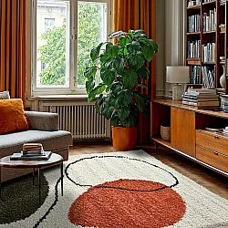Shaggy rugs - Sanghar (white/orange/green)