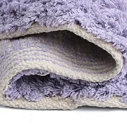 Round rug - Amira Natural Cotton Shaggy (purple/beige)