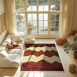 Shaggy rugs - Amira Natural Cotton Shaggy (red/beige)