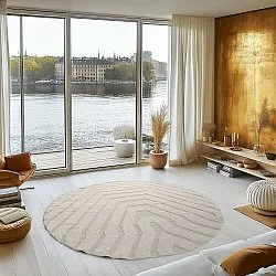 Round rug - Callista Natural Cotton Shaggy (beige)