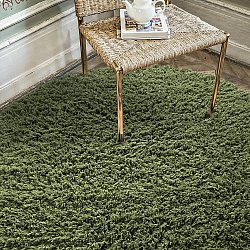 Round rug - Fassale Hand Woven Wool Shaggy (moss green)