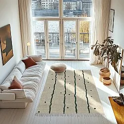 Shaggy rugs - Leora Natural Cotton Shaggy (beige/green)