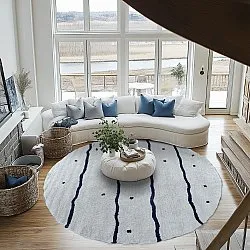 Round rug - Leora Natural Cotton Shaggy (gray/blue)