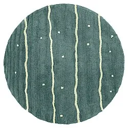 Round rug - Leora Natural Cotton Shaggy (green)