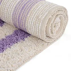 Shaggy rugs - Thira Stripe Cotton Shaggy (cream/light purple)