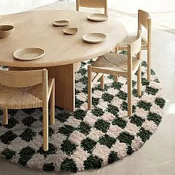 Round rug - Methoni Check Cotton Shaggy (cream/green)