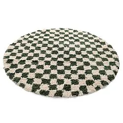Round rug - Methoni Check Cotton Shaggy (cream/green)