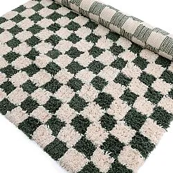 Shaggy rugs - Methoni Check Cotton Shaggy (cream/green)