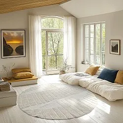 Round rug - Rani Natural Cotton Shaggy (off-white)