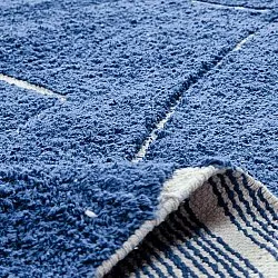 Round rug - Sivia Natural Cotton Shaggy (blue)